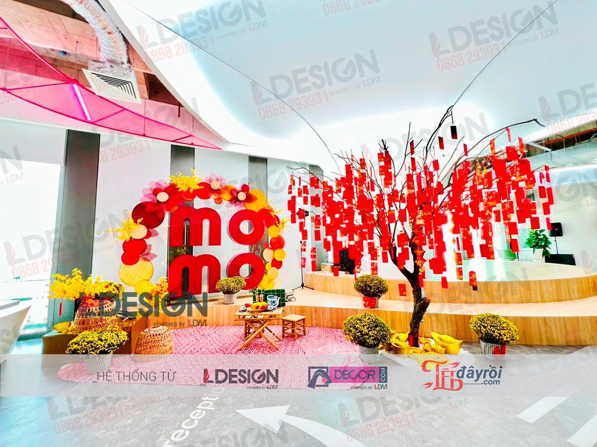 Thi công tiểu cảnh tết Momo