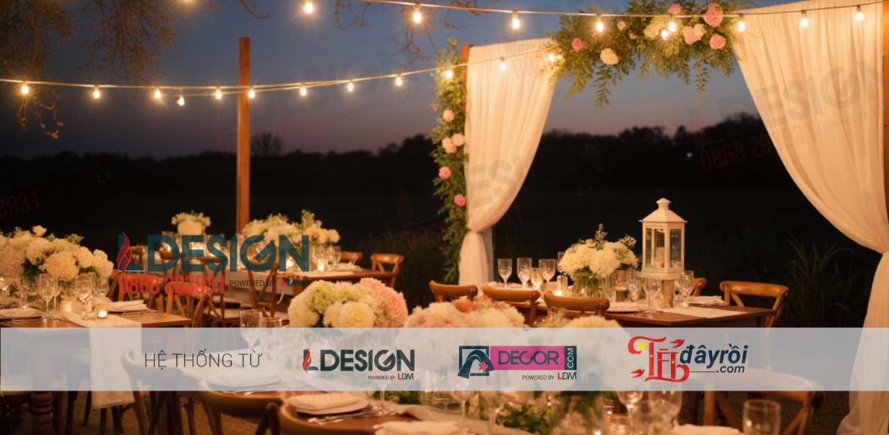 Bí Quyết Trang Trí Tiệc Cưới Ngoài Trời Lãng Mạn Như Phim