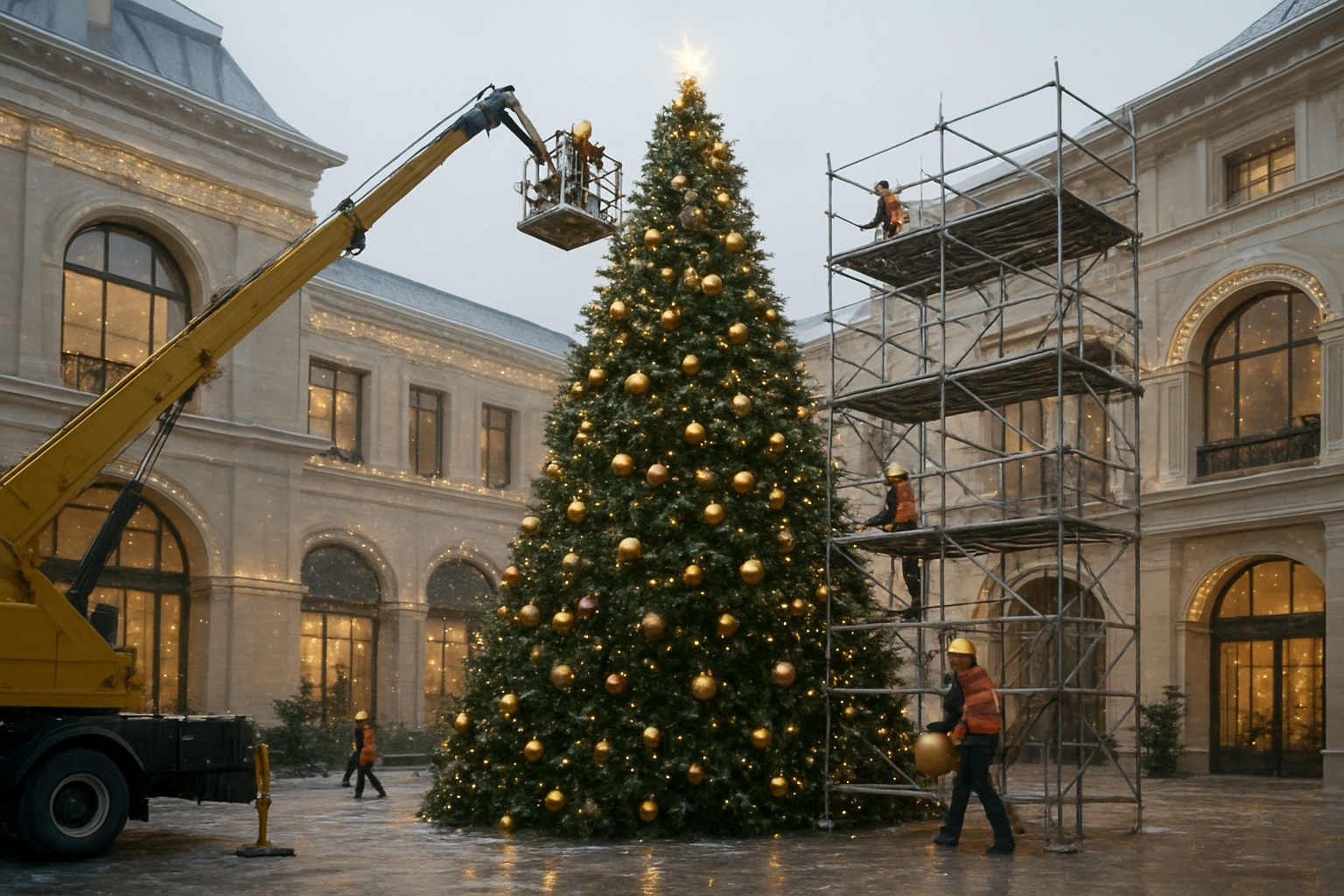 Thi công cây thông Noel khổng lồ: Giải pháp trang trí ấn tượng