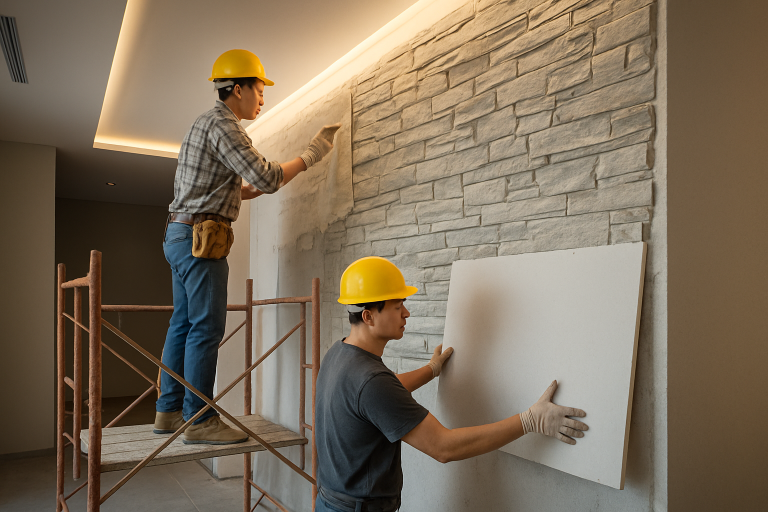 Thi công cách đá bằng thạch cao: Giải pháp đẹp, nhẹ, nhanh