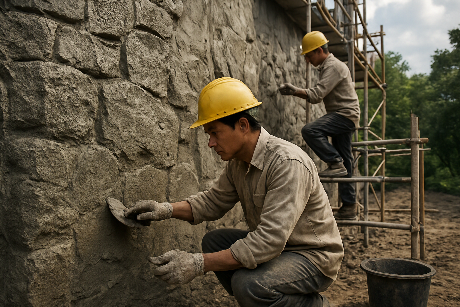 Thi công vách đá bằng xi măng: Giải pháp đẹp và bền