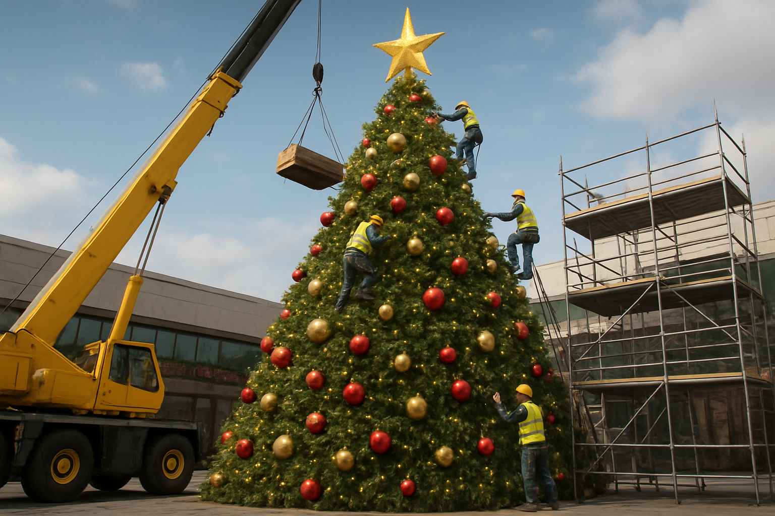 Thi công cây thông Noel khổ lớn: Giải pháp trang trí nổi bật cho mùa lễ hội