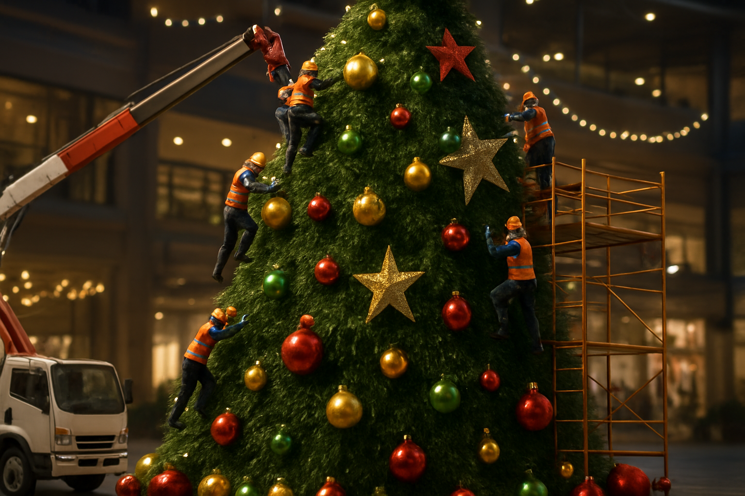 Thi công cây thông Noel 9m: Giải pháp trang trí nổi bật