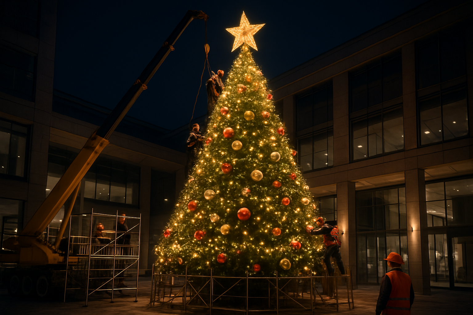 Thi công cây thông Noel 12m trọn gói, đúng tiến độ